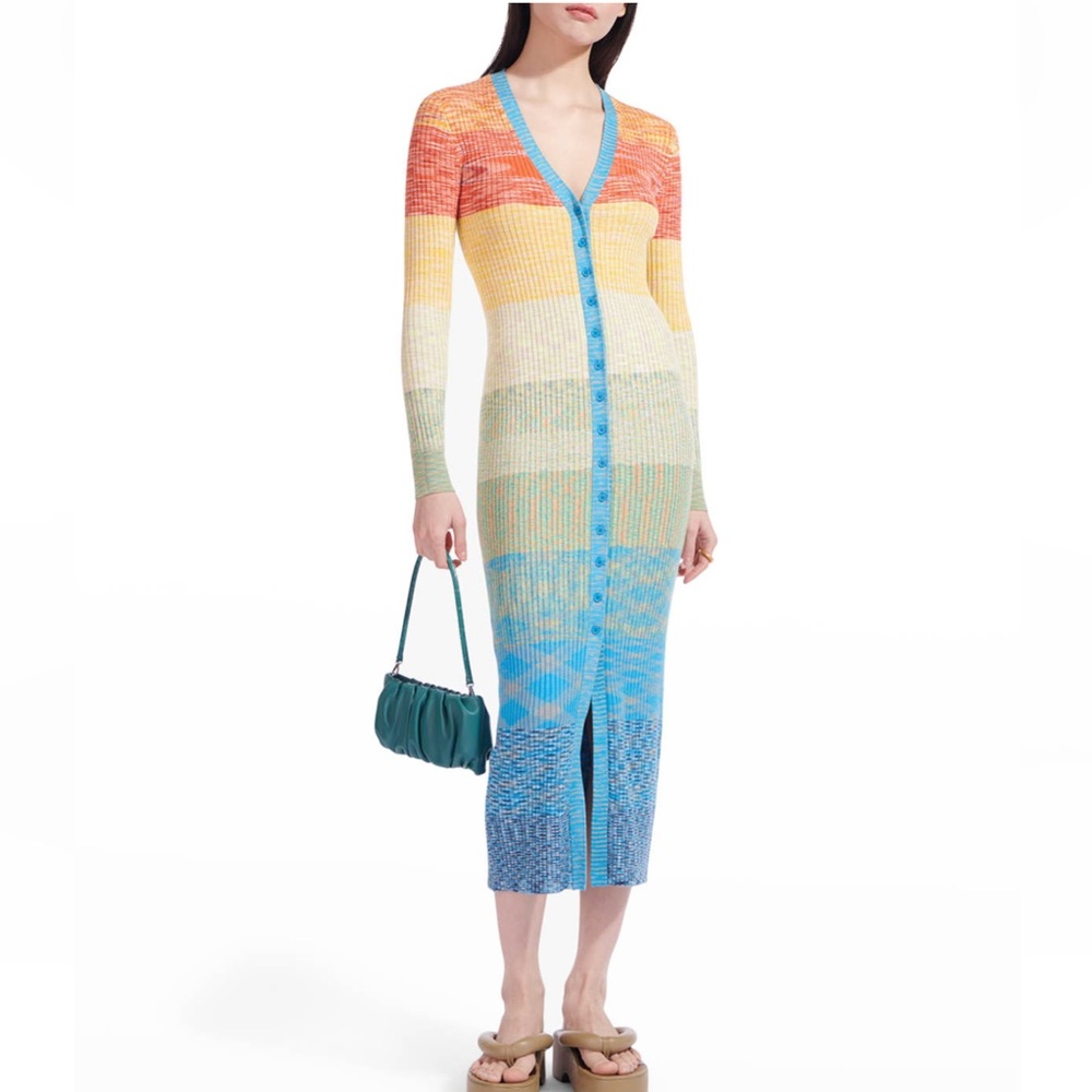 STAUD Shoko rainbow sweater dress